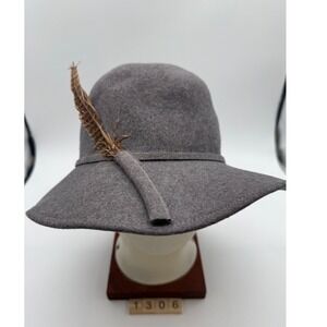 Gray Wool Feather Accent Hat Cloche Style Dress Occasion Womens Fashion